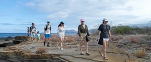 Travelers exploring the islands