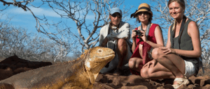 Galapagos Animals: Travelers taking picture of the Land Island