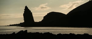 Bartolome in Galapagos Islands landscape, view of silhouettes