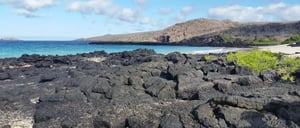 Cormorant Point - Floreana in the Galapagos, view of the volcano and the sea