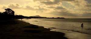 Champion - Floreana in Galapagos islands, landscape view with the sea at the horizon