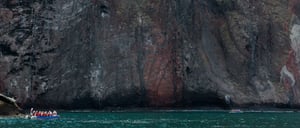 Vicente Roca Point in Isabella Island, tourist on panga ride