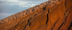 Rabida in Galapagos Islands, view of the red sand