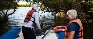 Black Turtle Cove - Santa Cruz in the Galapagos view of mangrove in panga with tourist