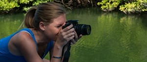 Black Turtle Cove - Santa Cruz in the Galapagos view of mangrove and tourist taking pictures