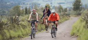 Tourist cycling in Otavalo near Karanki Magdalena