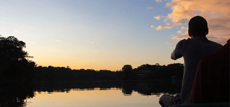 Canoe ride at sunrise in Ecuador’s Amazon