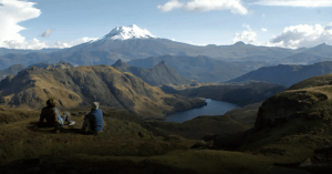 Cotopaxi view with two visitors from Go Galapagos by KleinTours