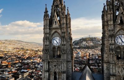 Quito city view from the basilica church